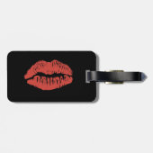 Red Lips Kiss gepersonaliseerd Bagagelabel (Achterkant horizontaal)