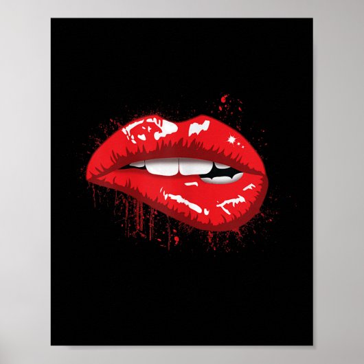 Red Lips Kiss Girl T Shirt Birthday Christmas Gift Poster (Voorkant)