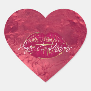 Red Lips Kiss Hart Sticker