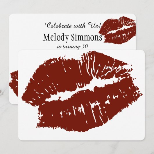 Red Lips Kiss Kaart (Voorkant / Achterkant)