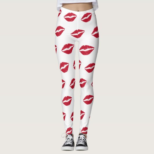 Red Lips Kiss Leggings (Voorkant)