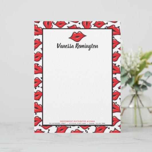 Red Lips Kiss lipstick & Beauty Distributor - Aang Briefhoofd Ontwerp (Staand voorkant)