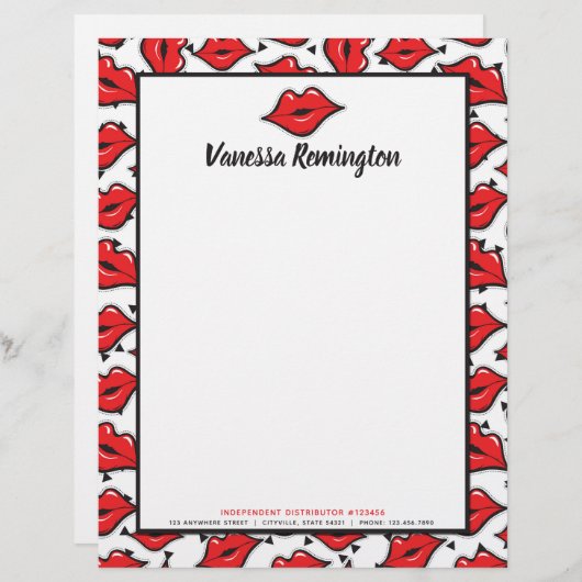 Red Lips Kiss lipstick & Beauty Distributor - Aang Briefhoofd Ontwerp (Voorkant / Achterkant)