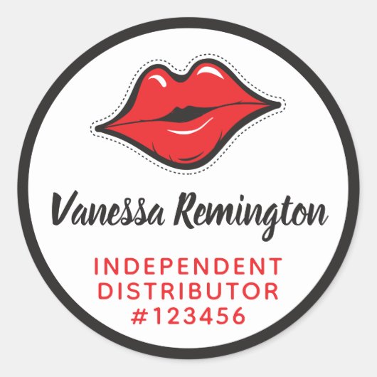 Red Lips Kiss lipstick & Beauty Distributor - Aang Ronde Sticker (Voorkant)