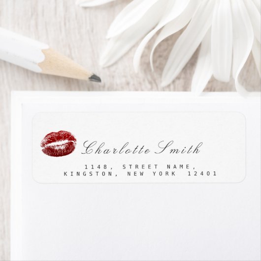 Red Lips Kiss Makeup White RSVP Etiket (Insitu)