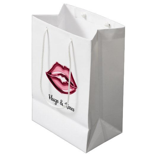Red Lips Kiss Medium Cadeauzakje (Voorkant Gekanteld)