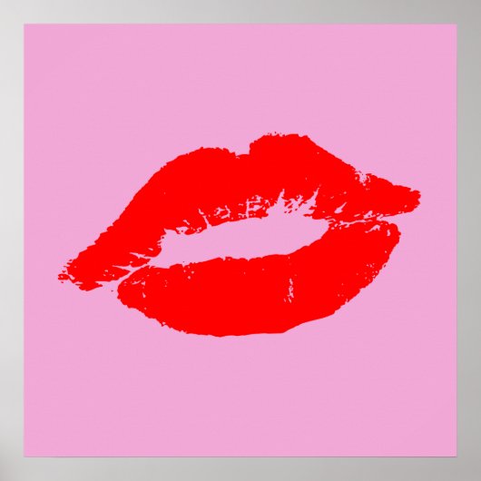 Red Lips Kiss Mod Pop Art Aangepaste kleurenachter Poster (Voorkant)