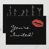 Red Lips Kiss Party Kaart (Voorkant / Achterkant)