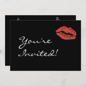 Red Lips Kiss Party Kaart (Voorkant / Achterkant)