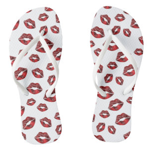 Red Lips Kiss Pattern Unisex Teenslippers