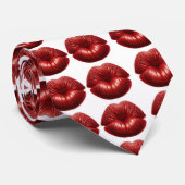 Red Lips Kiss Print Stropdas (Opgerold)