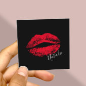 Red Lips Kiss Signature Makeup Artist Plain Black Vierkante Visitekaartje