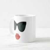 Red Lips Kiss Sunglazen Lip Boss Coffee Cup Koffiemok (Voorkant links)