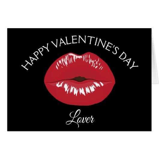Red Lips Kiss Valentijnsdag Kaart (Voorkant Horizontaal)