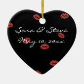 Red Lips Kiss Wedding Heart Ornament (Voorkant)