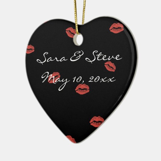 Red Lips Kiss  Wedding Heart Ornament (Links)