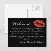 Red Lips Kiss Welkomsttas Opmerking Briefkaart (Voorkant / Achterkant)