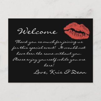 Red Lips Kiss Welkomsttas Opmerking Briefkaart