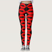 RED LIPS KISS YOGA PANTS LEGGINGS (Voorkant)