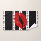 Red Lips Kisses Black Striped Bath Towel Set Bad Handdoek (Handdoek)