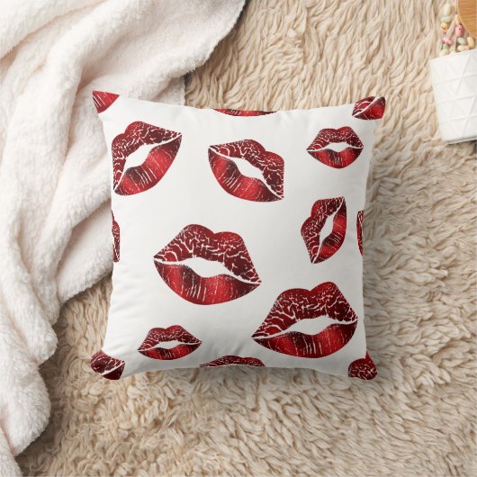Red Lips Kissing Pattern Valentijnsdag Cushion Kussen (Deken)