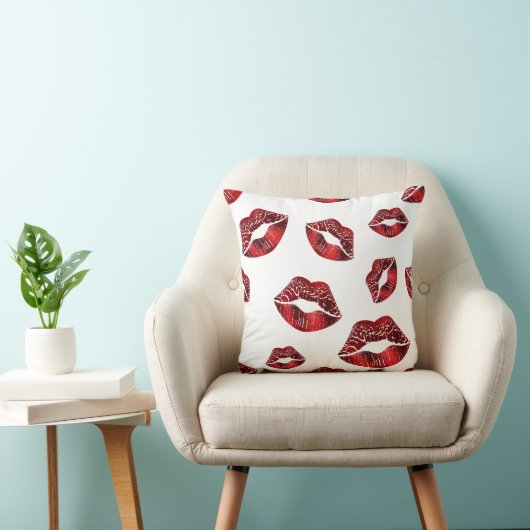 Red Lips Kissing Pattern Valentijnsdag Cushion Kussen (Stoel)