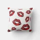 Red Lips Kissing Pattern Valentijnsdag Cushion Kussen (Achterkant)