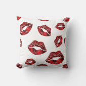 Red Lips Kissing Pattern Valentijnsdag Cushion Kussen (Voorkant)
