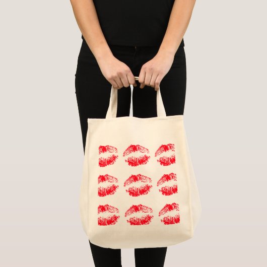 Red Lips Kissingende Canvas tas (Voorkant (product))