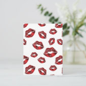 Red Lips Kissingpatroon Valentijnsdag Briefkaart (Staand voorkant)
