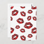 Red Lips Kissingpatroon Valentijnsdag Briefkaart (Voorkant / Achterkant)