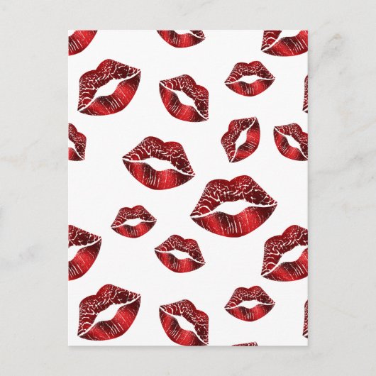 Red Lips Kissingpatroon Valentijnsdag Briefkaart (Voorkant)