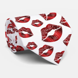 Red Lips Kissingpatroon Valentijnsdag Stropdas