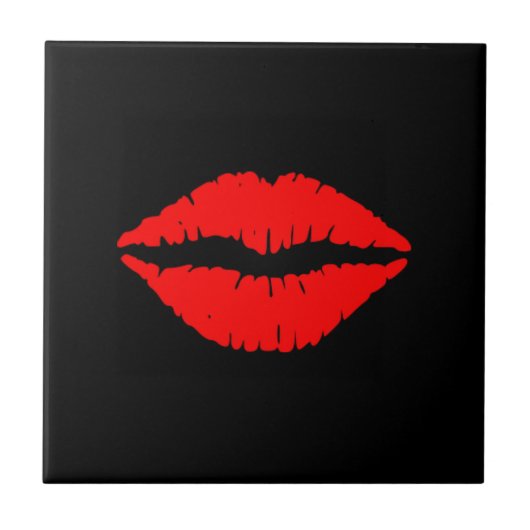 Red Lips kleine keramische Tegel Tegeltje (Voorkant)