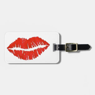 Red Lips Lipstick Kiss gepersonaliseerd Fashionist Bagagelabel