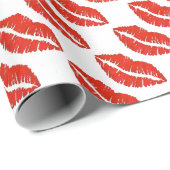 Red Lips Lipstick Kiss Print Valentijnsdag Love Cadeaupapier (Rol Hoek)