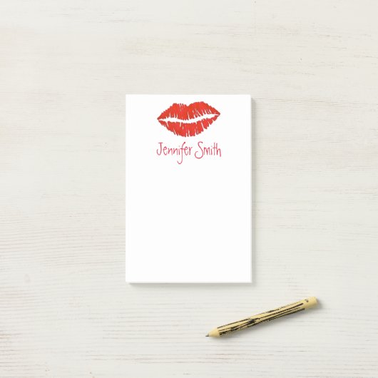 Red Lips Lipstick Kus Personalized Makeup Artist Post-it® Notes (Op bureau)