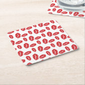 Red Lips Lipstick Love Passion Kiss Kisses Kartonnen Onderzetters (Schuin)