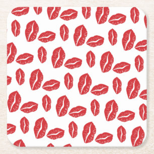 Red Lips Lipstick Love Passion Kiss Kisses Kartonnen Onderzetters