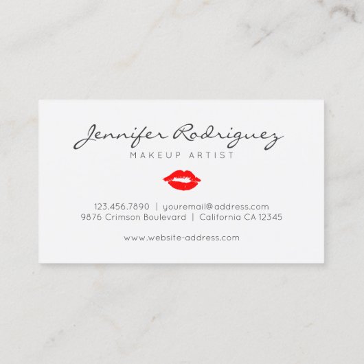 Red Lips Lipstick Makeup Artiest Cosmetic Visitekaartje (Achterkant)