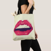 Red lips made of small triangles, pixelshipster,pi tote bag (Dichtbij)