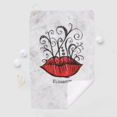 Red Lips Make-up Artiest Naam Golfhanddoek (Insitu)