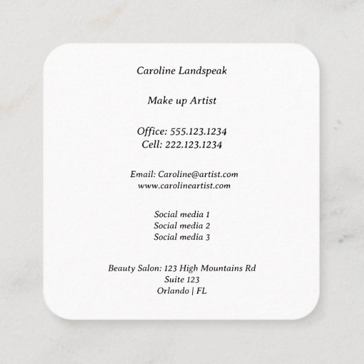 Red Lips make-up artist & parels en Pareltjes Vierkante Visitekaartje (Achterkant)