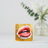 Red Lips make-up artist Vierkante Visitekaartje (Staand voorkant)