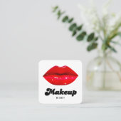 Red Lips make-up artist Vierkante Visitekaartje (Staand voorkant)