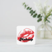Red Lips make-up artist Vierkante Visitekaartje (Staand voorkant)