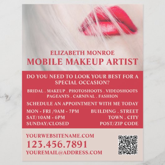 Red Lips, Makeup Artist Adverteren Flyer (Voorkant)