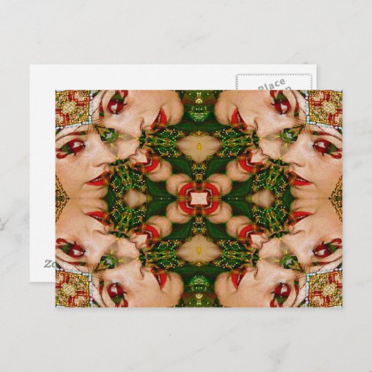 Red Lips Mandala Briefkaart (Voorkant / Achterkant)