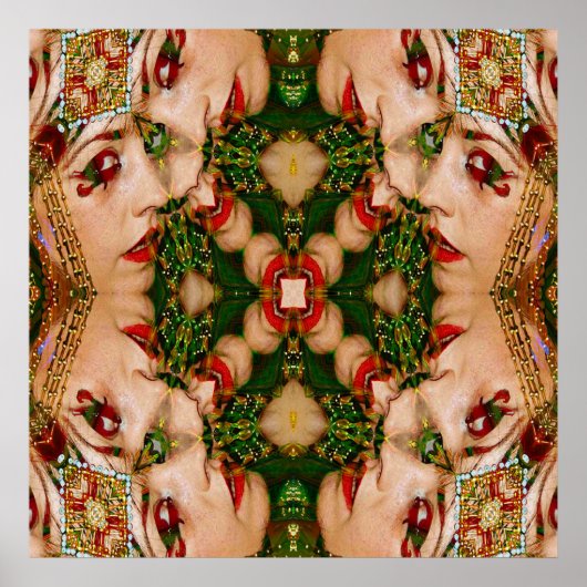 Red Lips Mandala Poster (Voorkant)