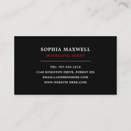 Red Lips, Modelleraar, modelagent Visitekaartje (Achterkant)